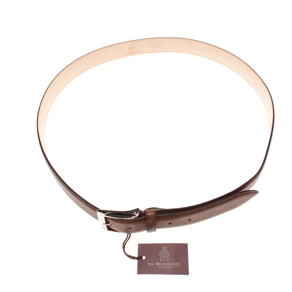 Di Bianco NWT Cut to Size Dress Belt In Solid Brown Pebbled Leather One Size